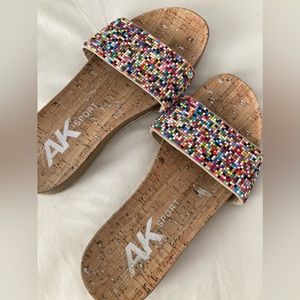 Beaded Ann Klein slides size 8